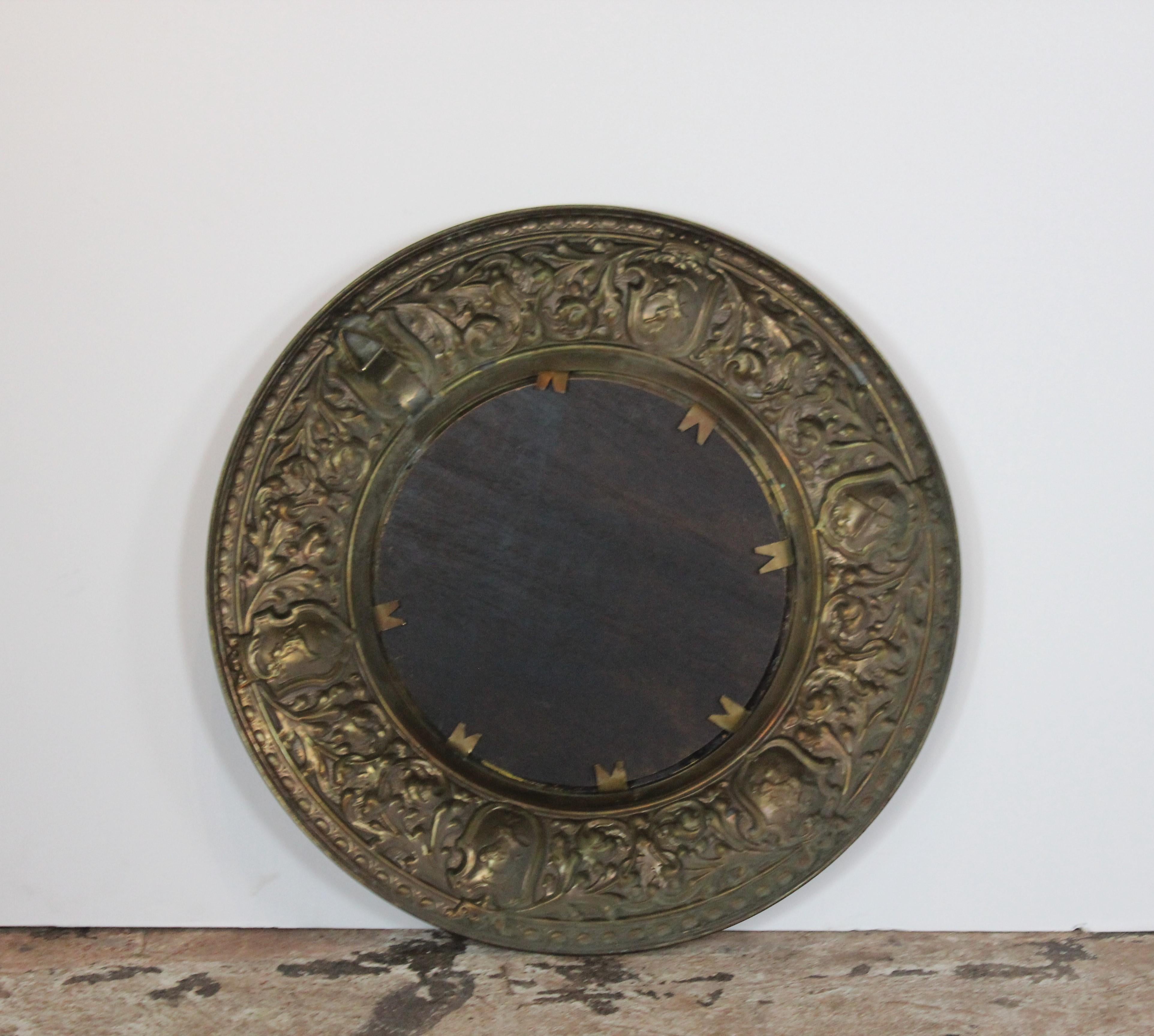 20th Century Pair of Brass Medieval Style Mirror 