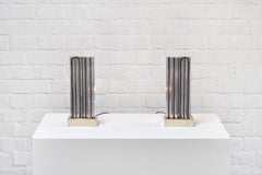 Coppia di lampade scultoree in ottone e metallo di Georges Mathias, Belgio, anni '70