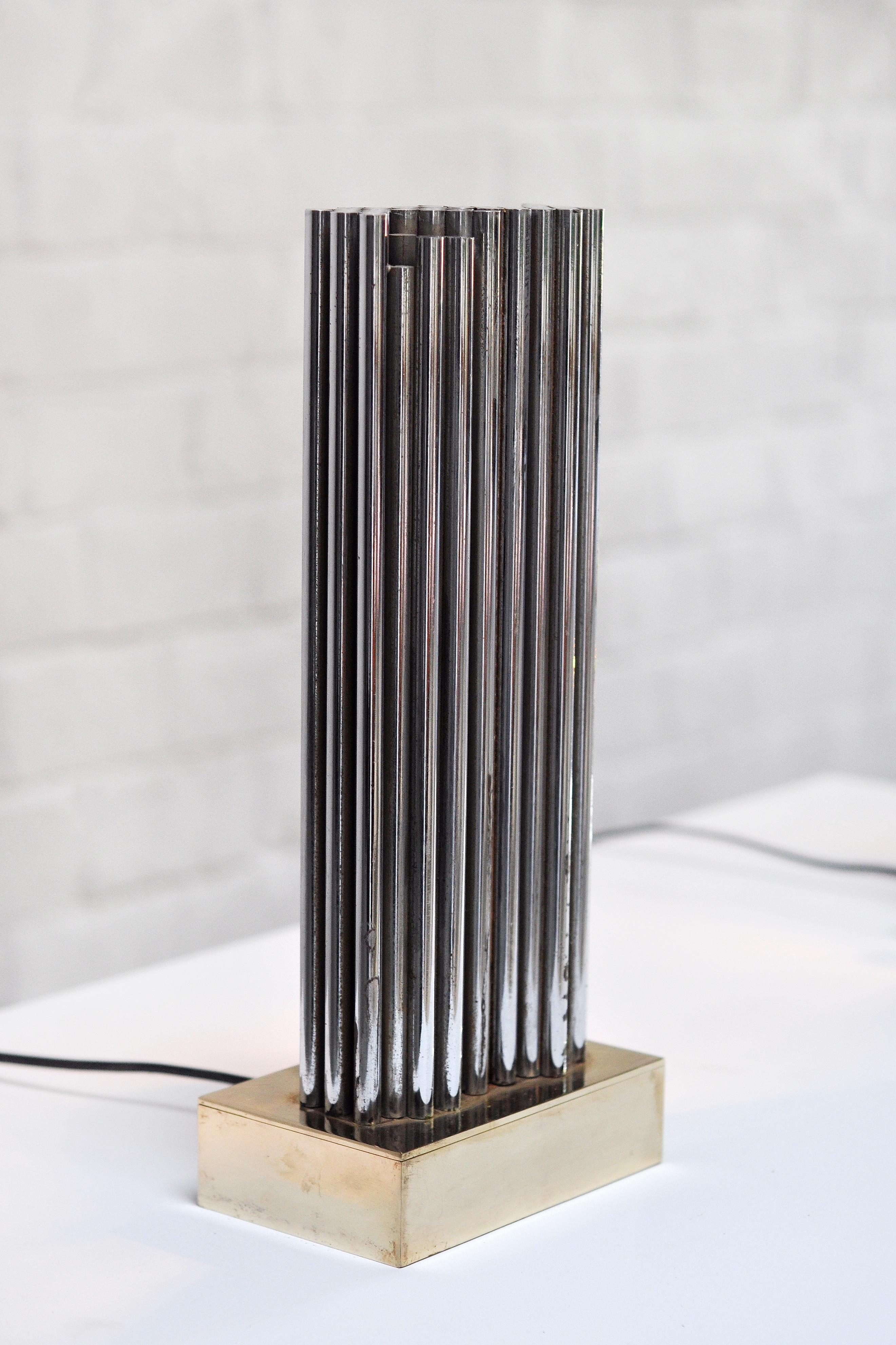 Pair of Brass & Metal Sculptural Lamps by Georges Mathias, Belgium 1970s In Good Condition For Sale In Antwerp, Antwerp