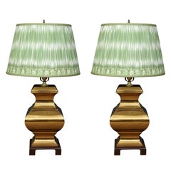 Pair of Brass Mid Century Asian Style Lamps