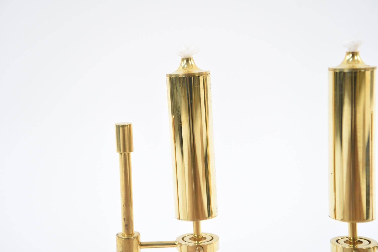 Mid-Century Modern Pair of Brass Midcentury Copenhagen Gyro Oil Lamps