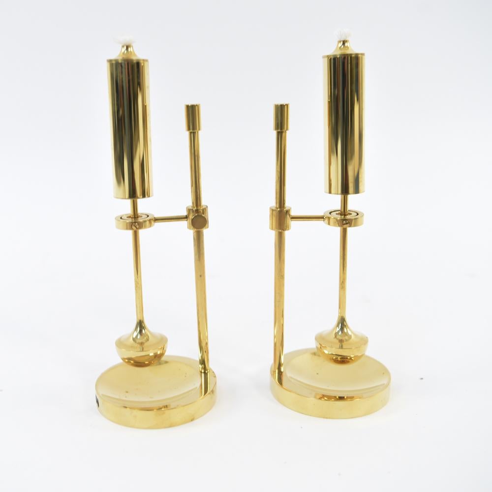 Pair of Brass Midcentury Copenhagen Gyro Oil Lamps 3