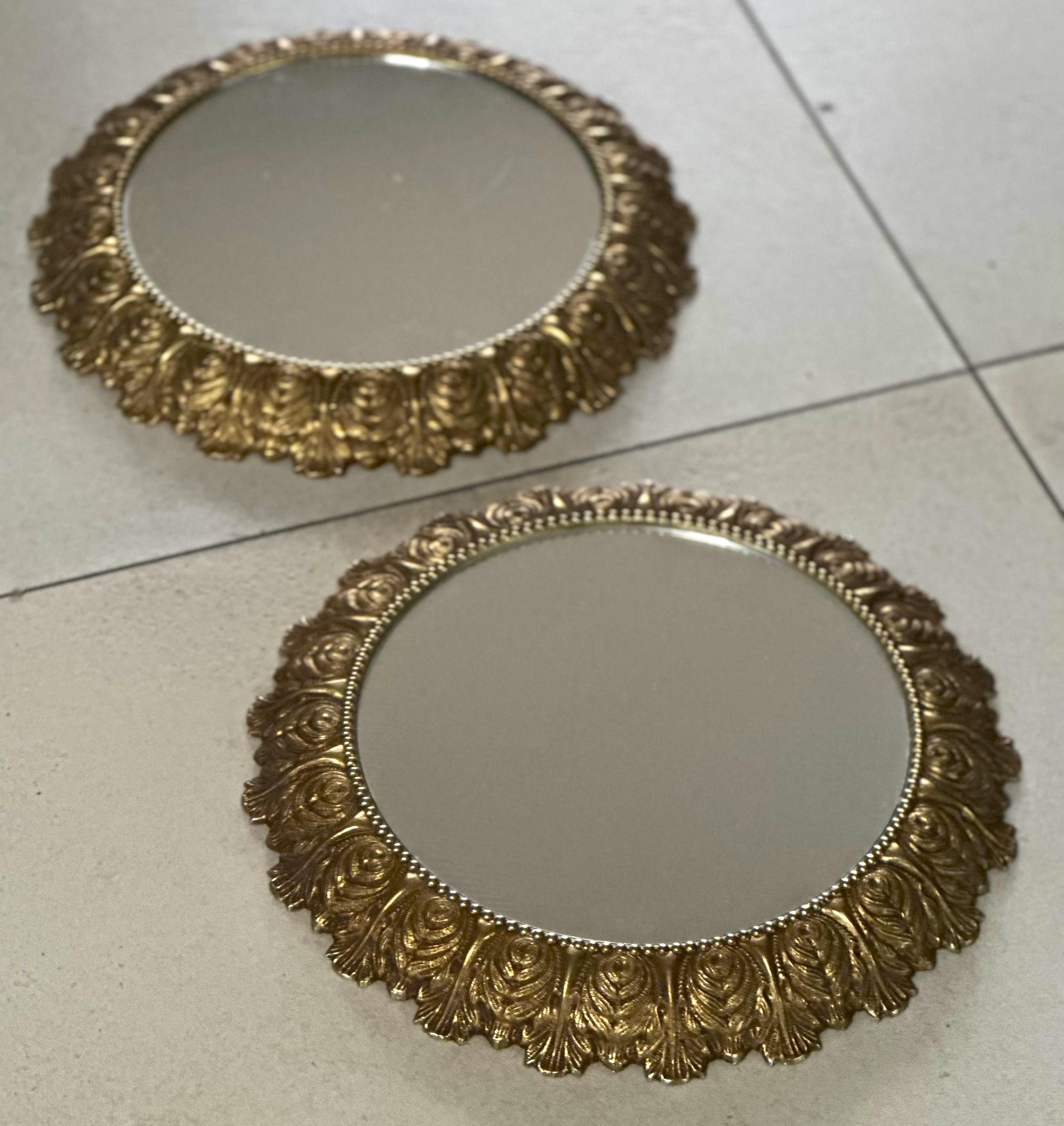 Pair of Brass Mid-Century Mirrors, France 1950s For Sale 10