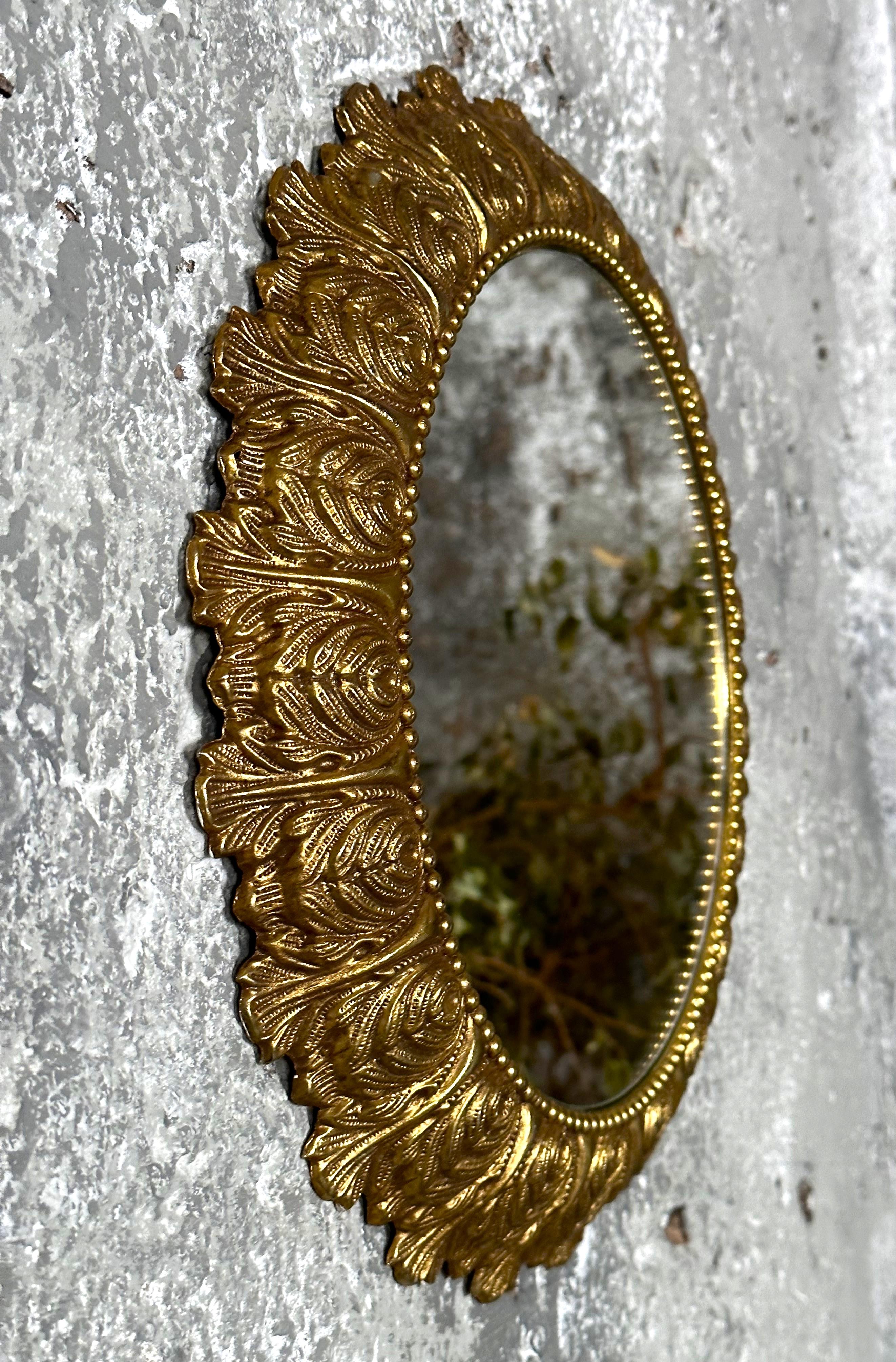 Pair of Brass Mid-Century Mirrors, France 1950s For Sale 1