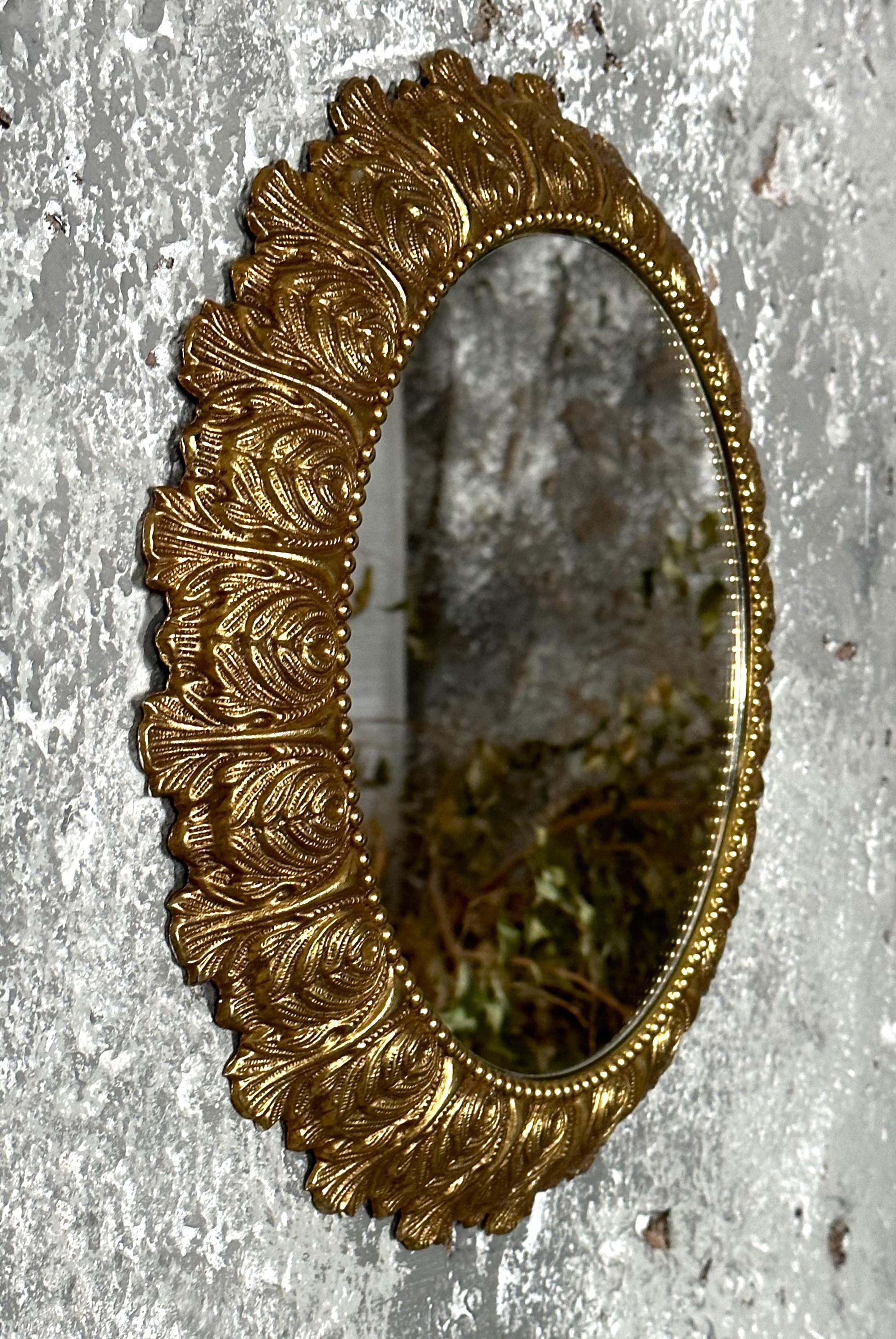 Pair of Brass Mid-Century Mirrors, France 1950s For Sale 2
