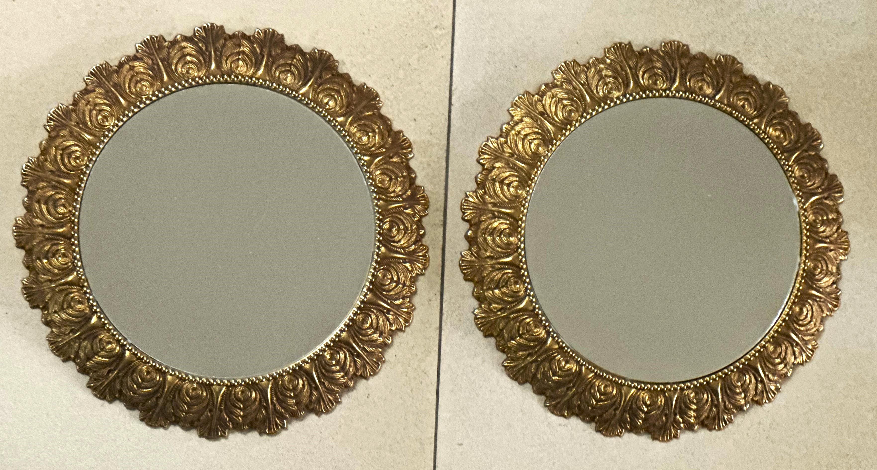 Pair of Brass Mid-Century Mirrors, France 1950s For Sale 3