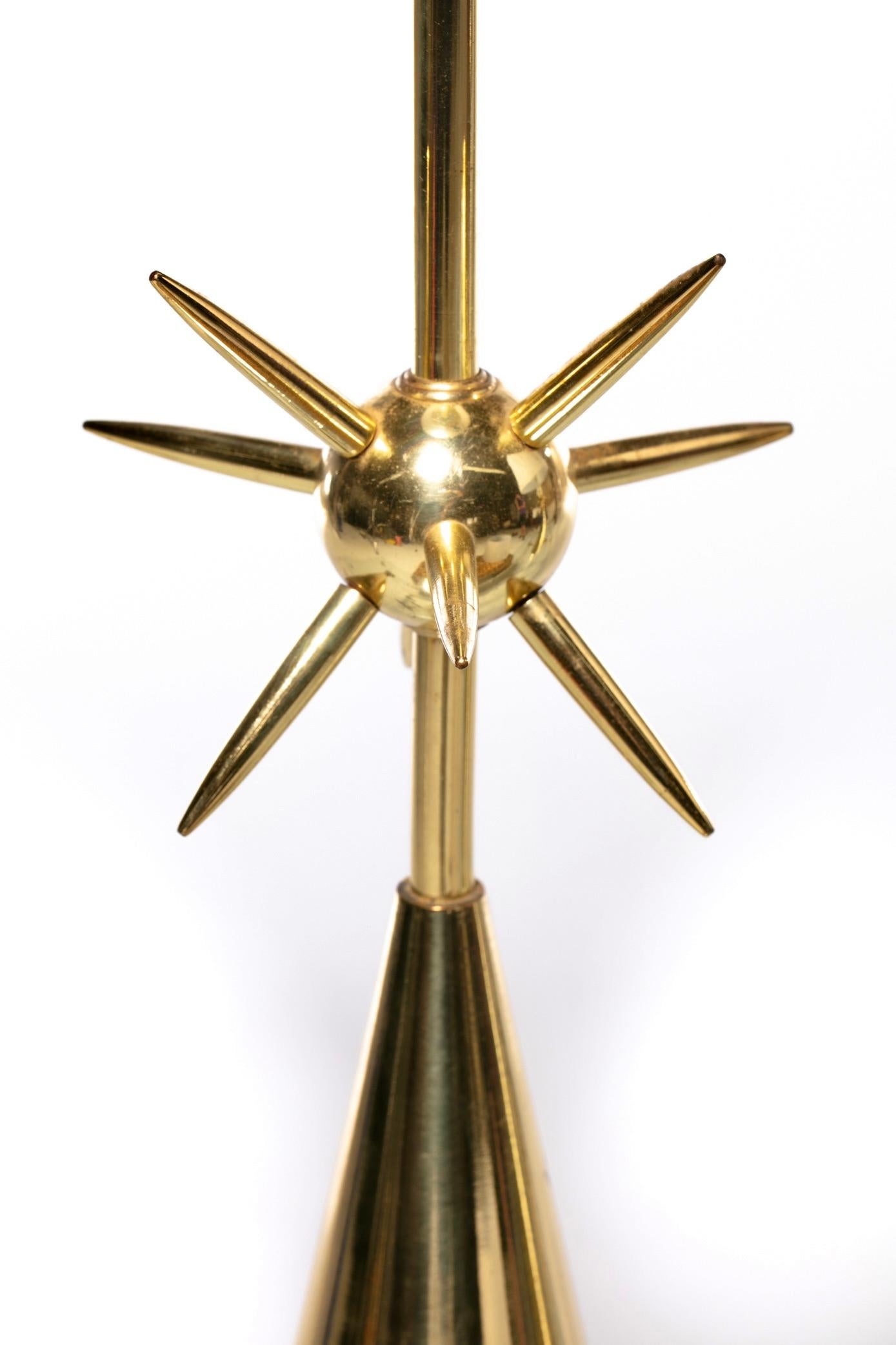 Mid-20th Century Pair of Brass Mid-Century Modern Sputnik Table Lamps, C 1950s