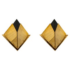 Vintage Pair of Brass Mid Century Modern Wall Sconces