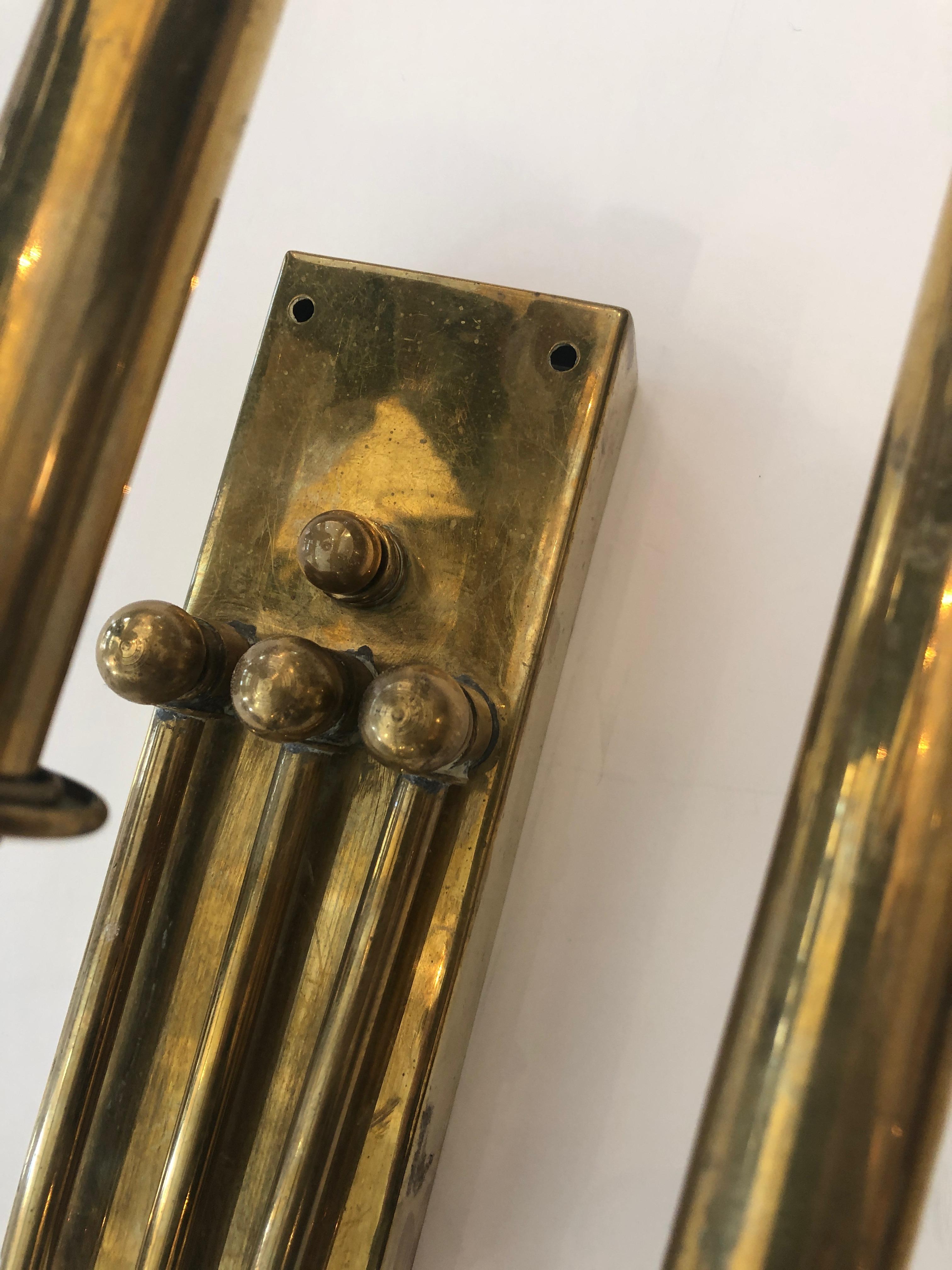 Pair of Brass Mid-Century Modern Wall Sconces in the Style of Tommi Parzinger 3