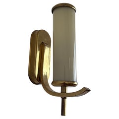 Vintage Pair of brass milk glass Bauhaus / Art deco Wall Lamps - 1930s 