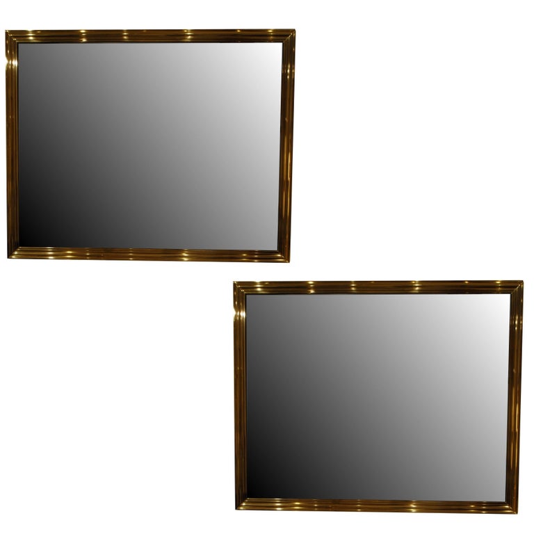 Pair of Brass Mirrors For Sale at 1stDibs