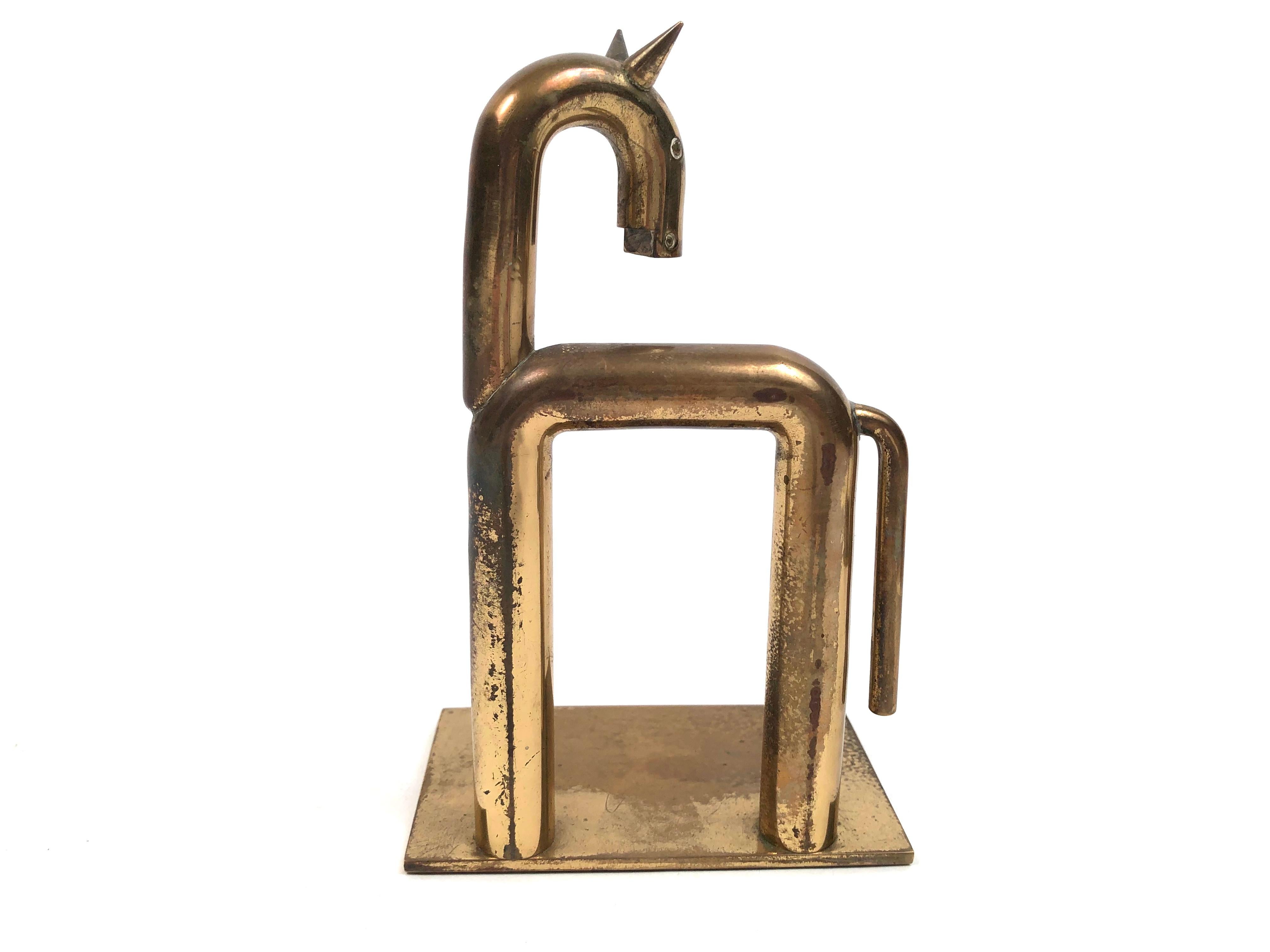 Art Deco Pair of Brass Modernist Horse Bookends Designed By Walter von Nessen, circa 1931