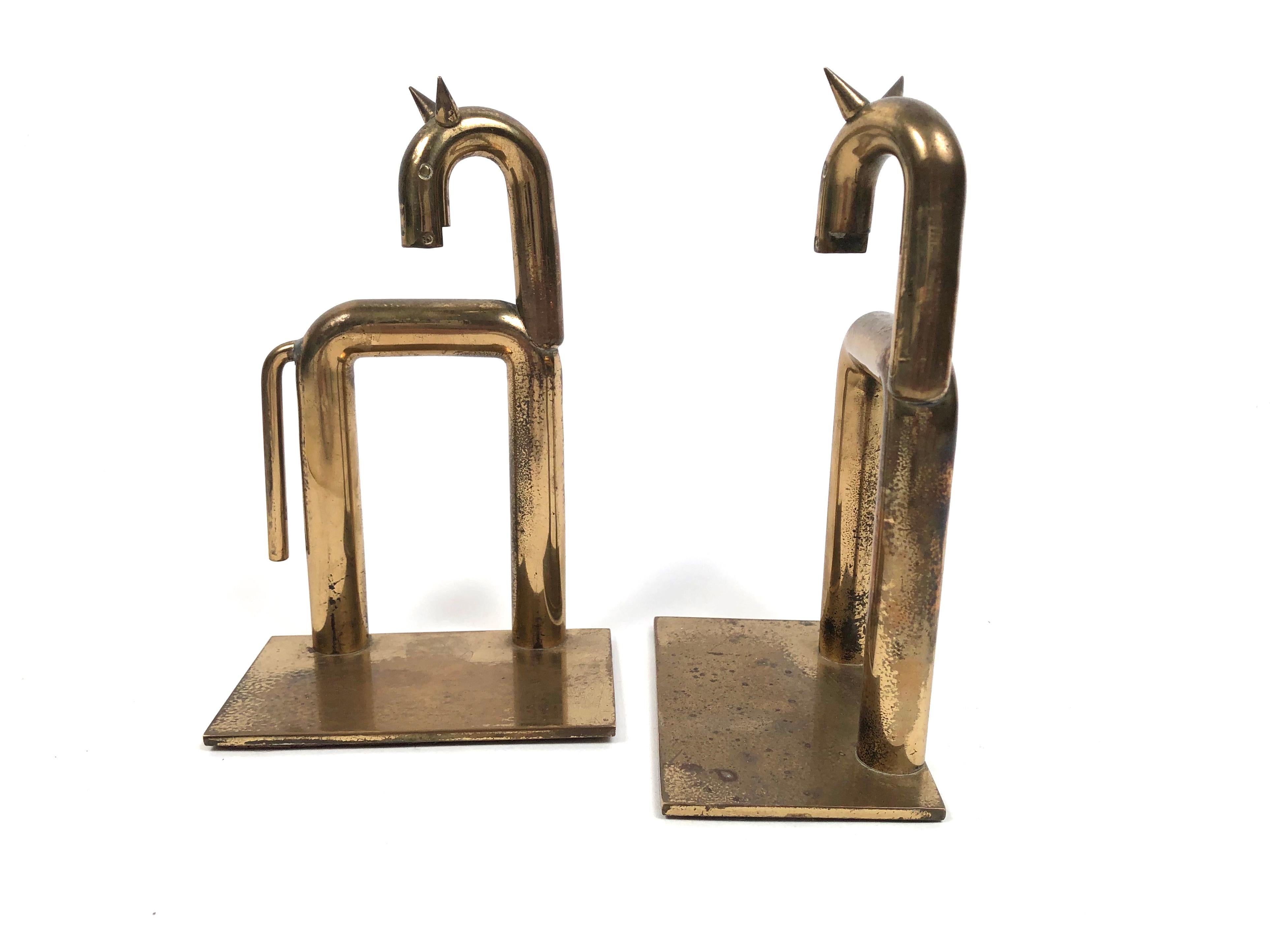 American Pair of Brass Modernist Horse Bookends Designed By Walter von Nessen, circa 1931