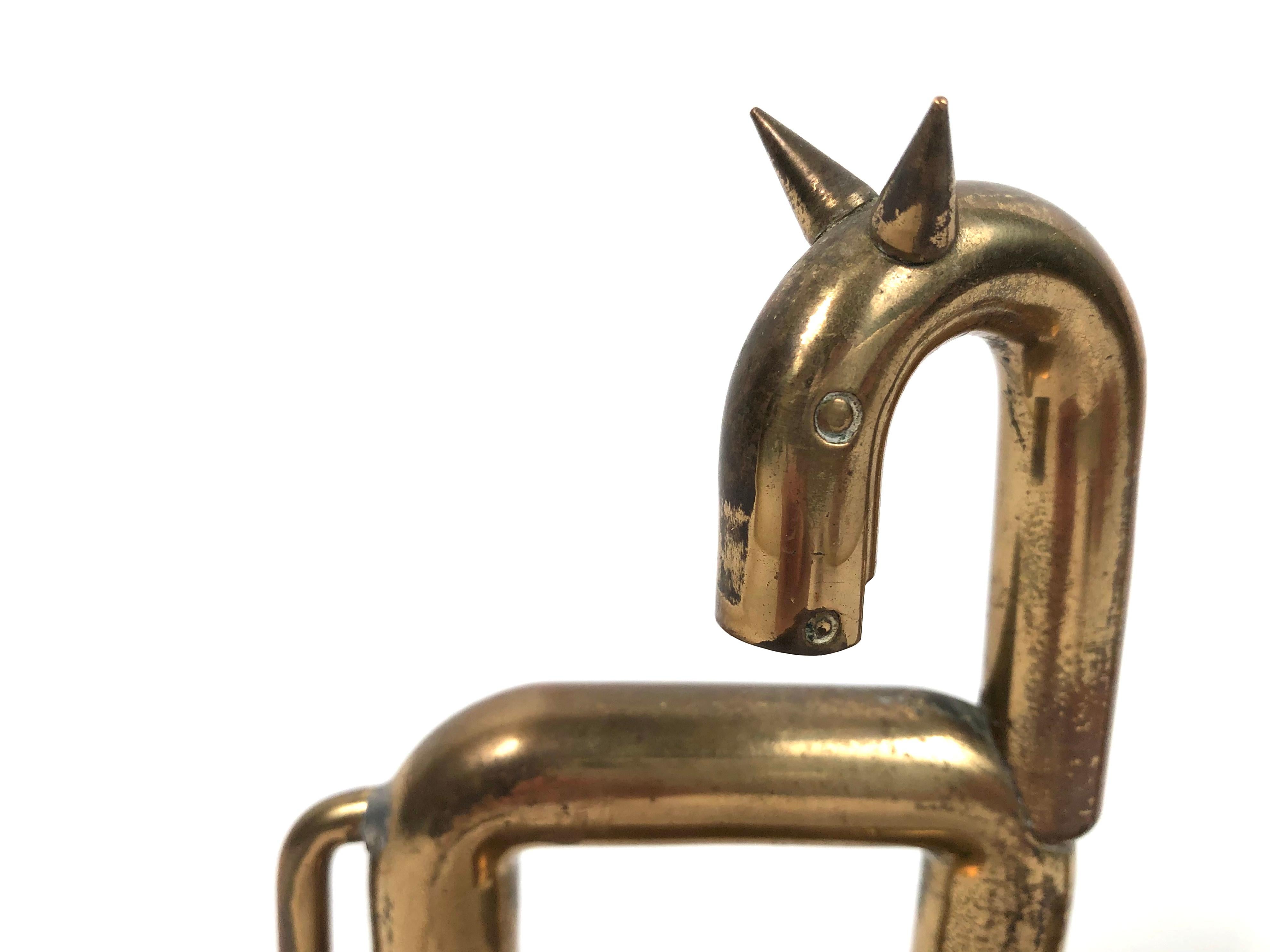 Pair of Brass Modernist Horse Bookends Designed By Walter von Nessen, circa 1931 In Good Condition In Essex, MA