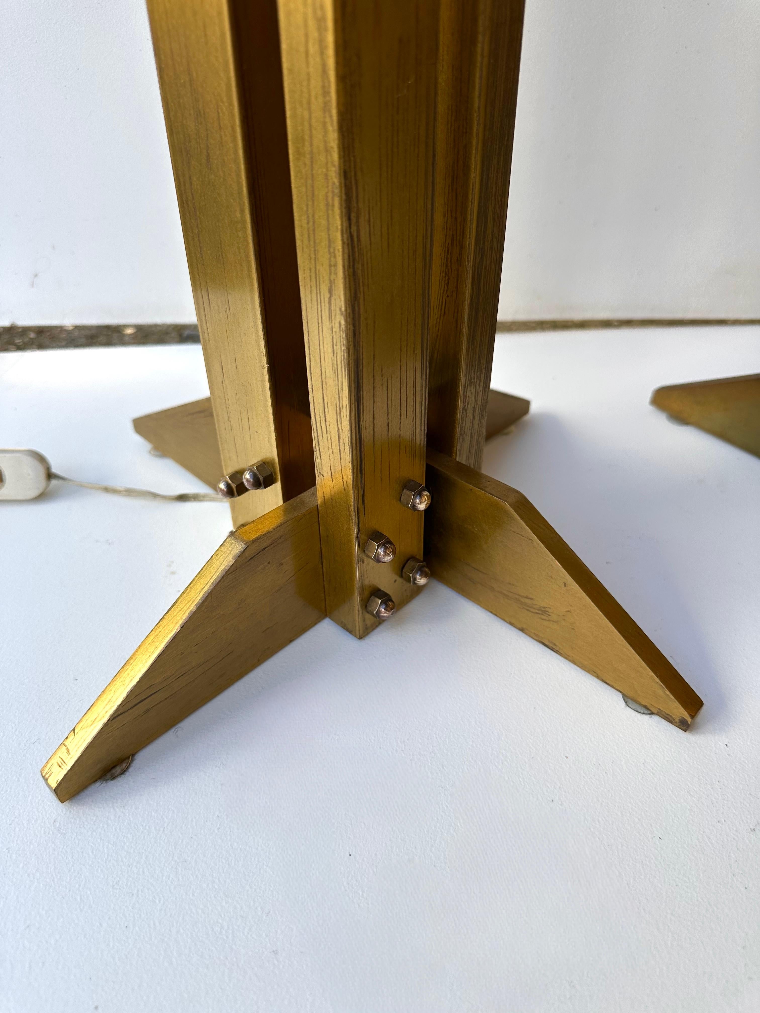 Italian Pair of Brass Modernist Lamps. Italy, 1970s For Sale