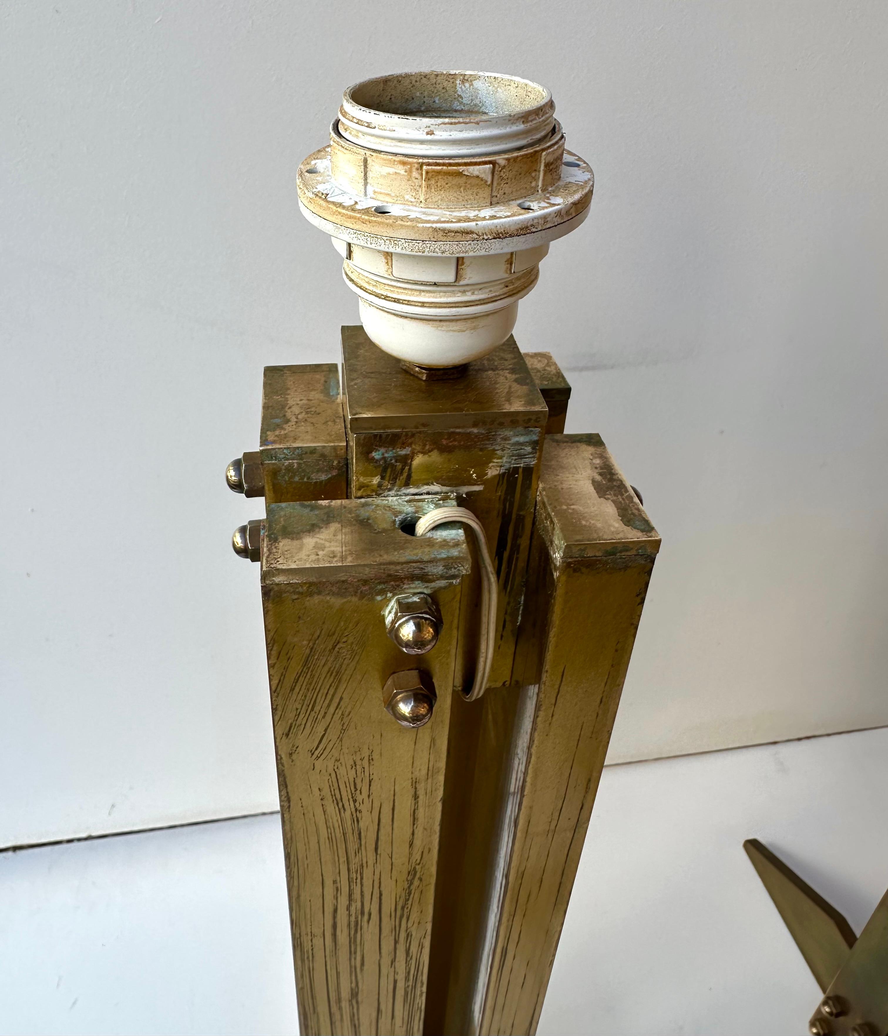 Pair of Brass Modernist Lamps. Italy, 1970s For Sale 1
