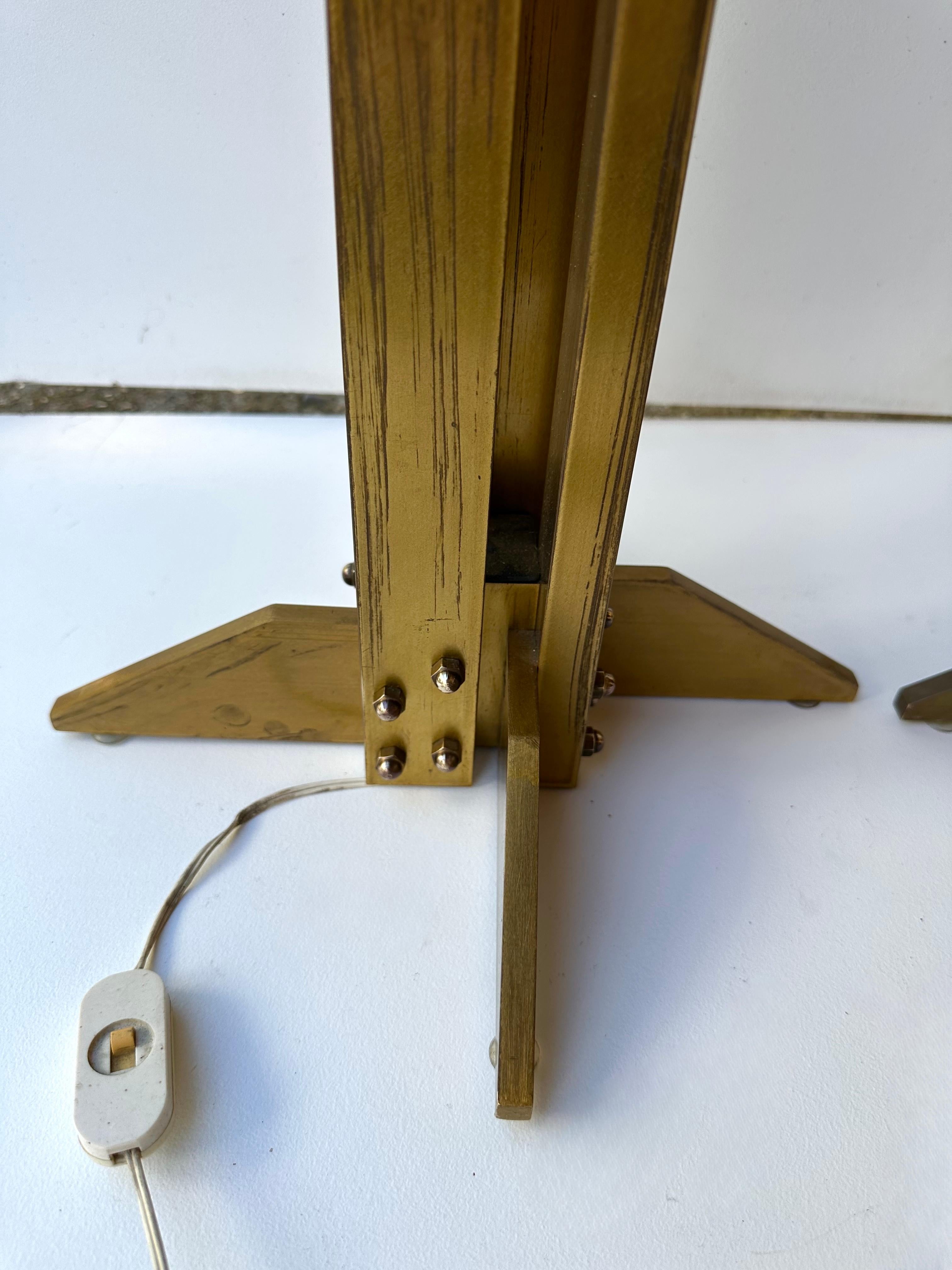 Pair of Brass Modernist Lamps. Italy, 1970s For Sale 2