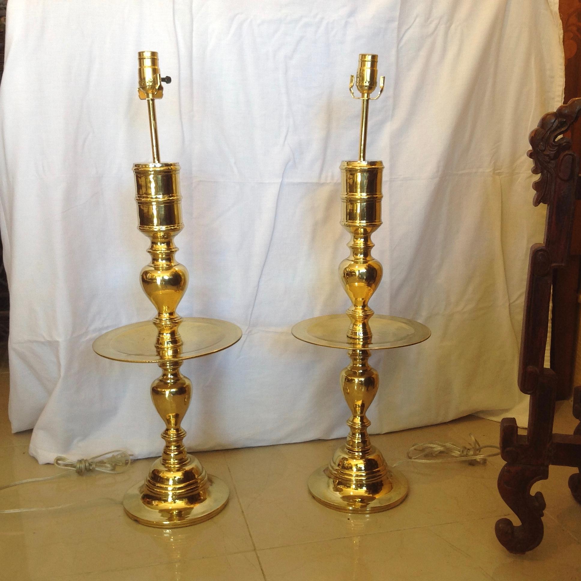 Moorish Pair of Brass Moroccan Lamps