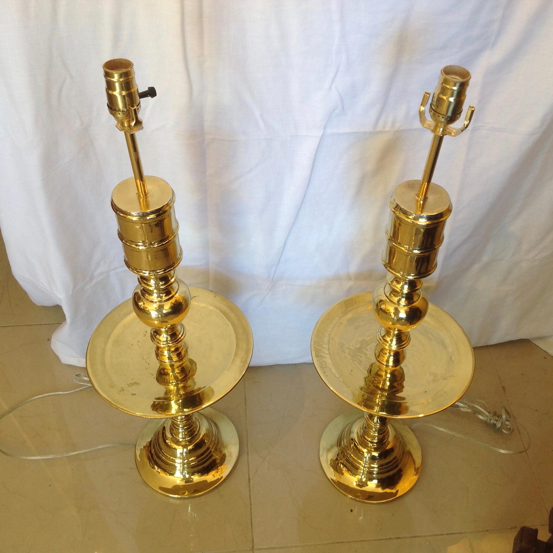 Pair of Brass Moroccan Lamps In Good Condition In West Palm Beach, FL