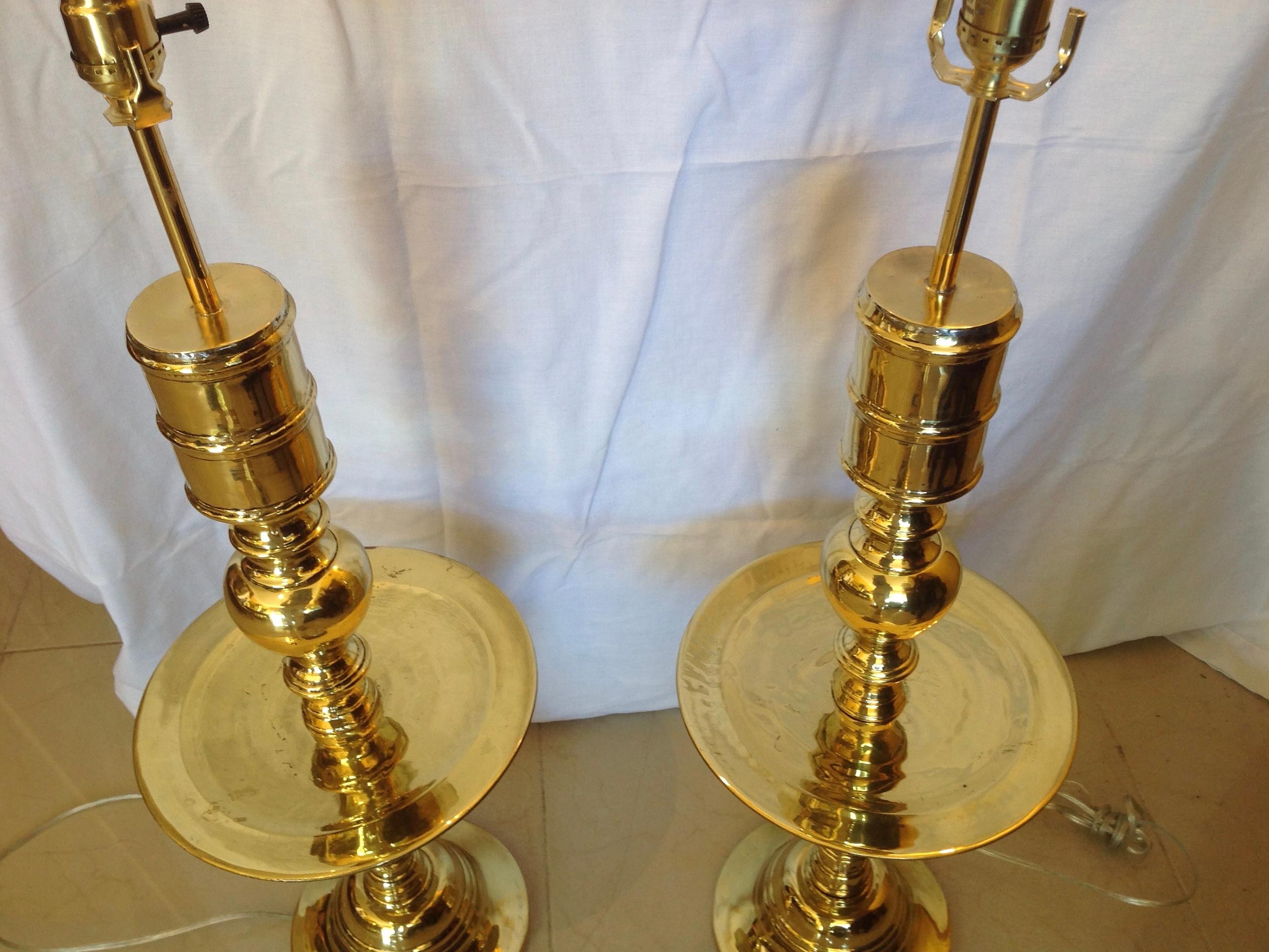 20th Century Pair of Brass Moroccan Lamps