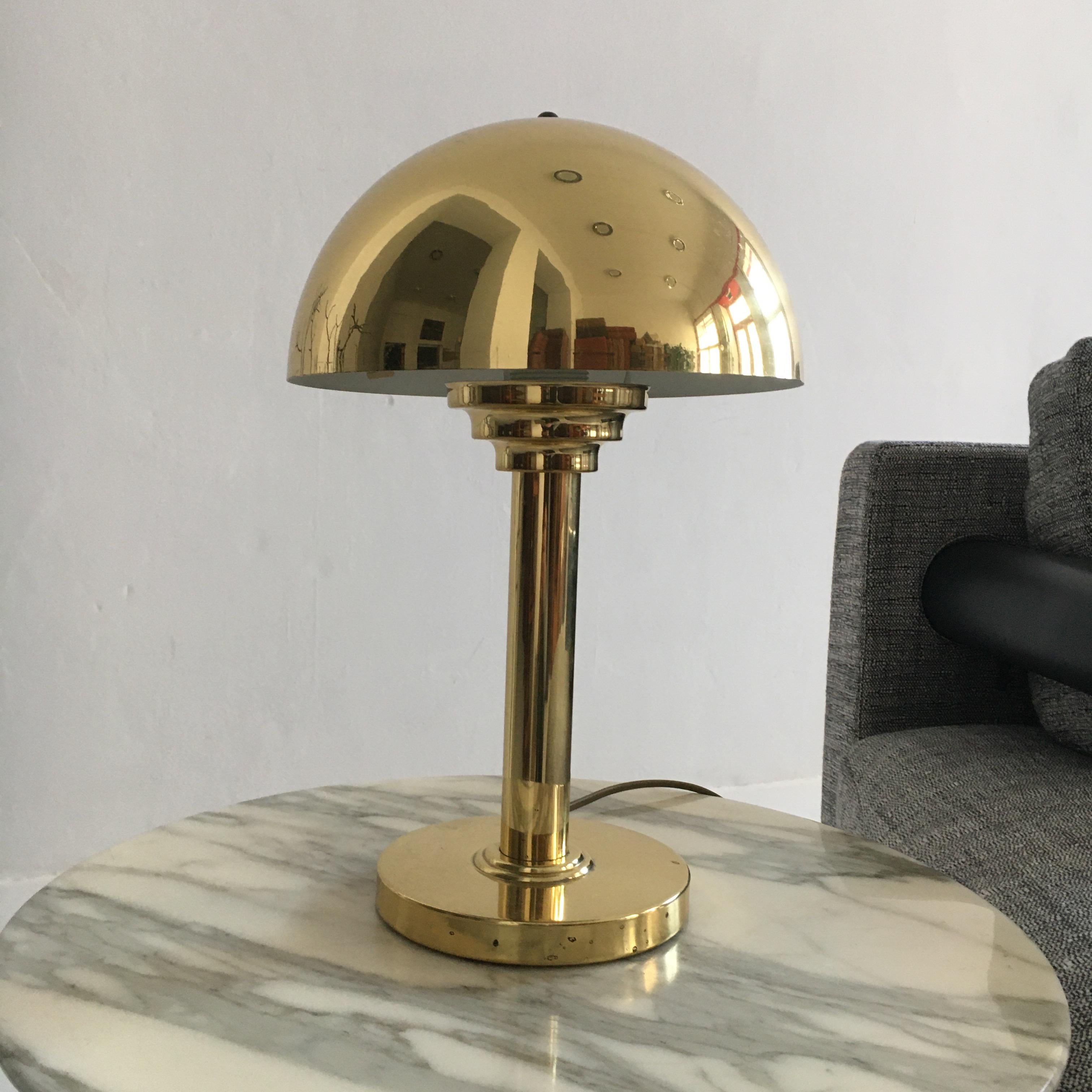 Pair of brass mushroom table lamps, Austria, 1970s.