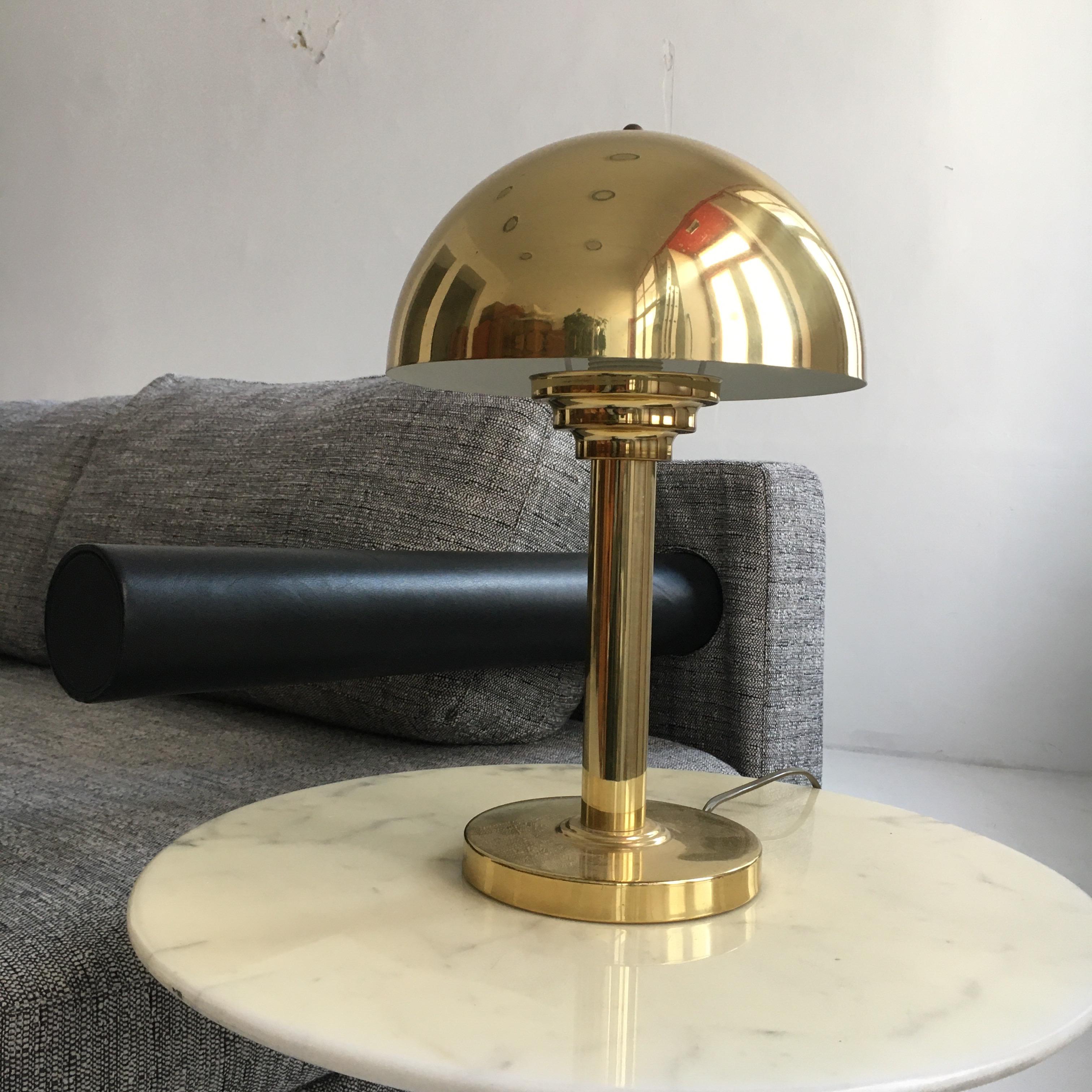 Late 20th Century Pair of Art Deco Brass Mushroom Table Lamps, Austria, 1970s