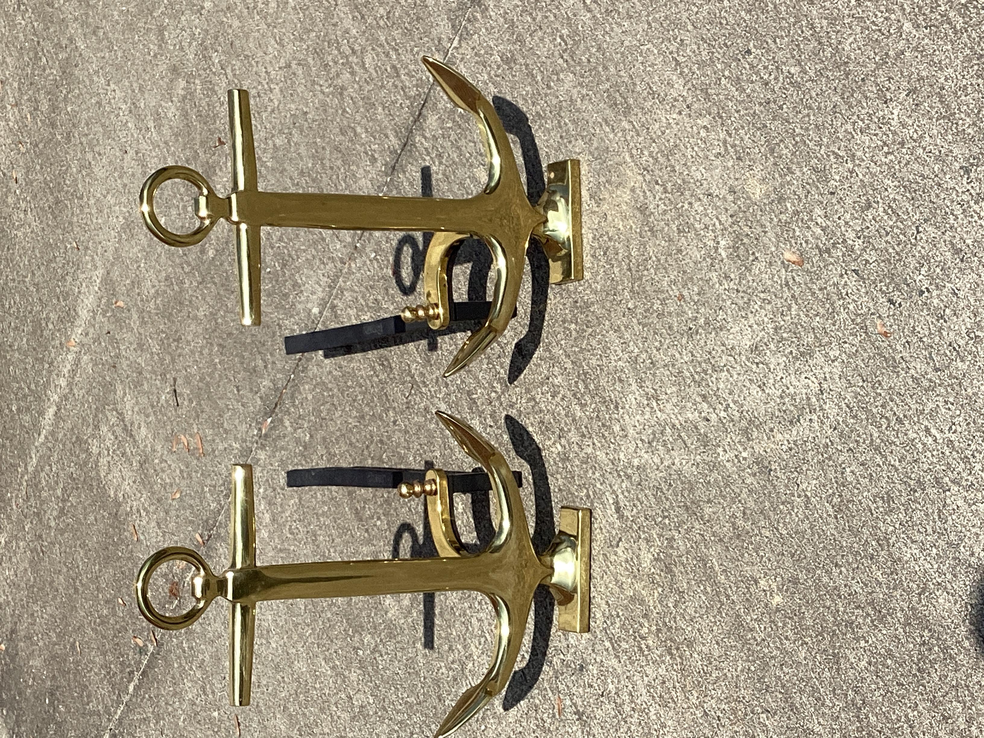 Paar nautische Andirons aus Messing im Angebot 3