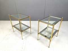 Pair of brass neoclassical side tables, 1970s