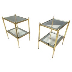 Pair of brass neoclassical side tables, 1970s