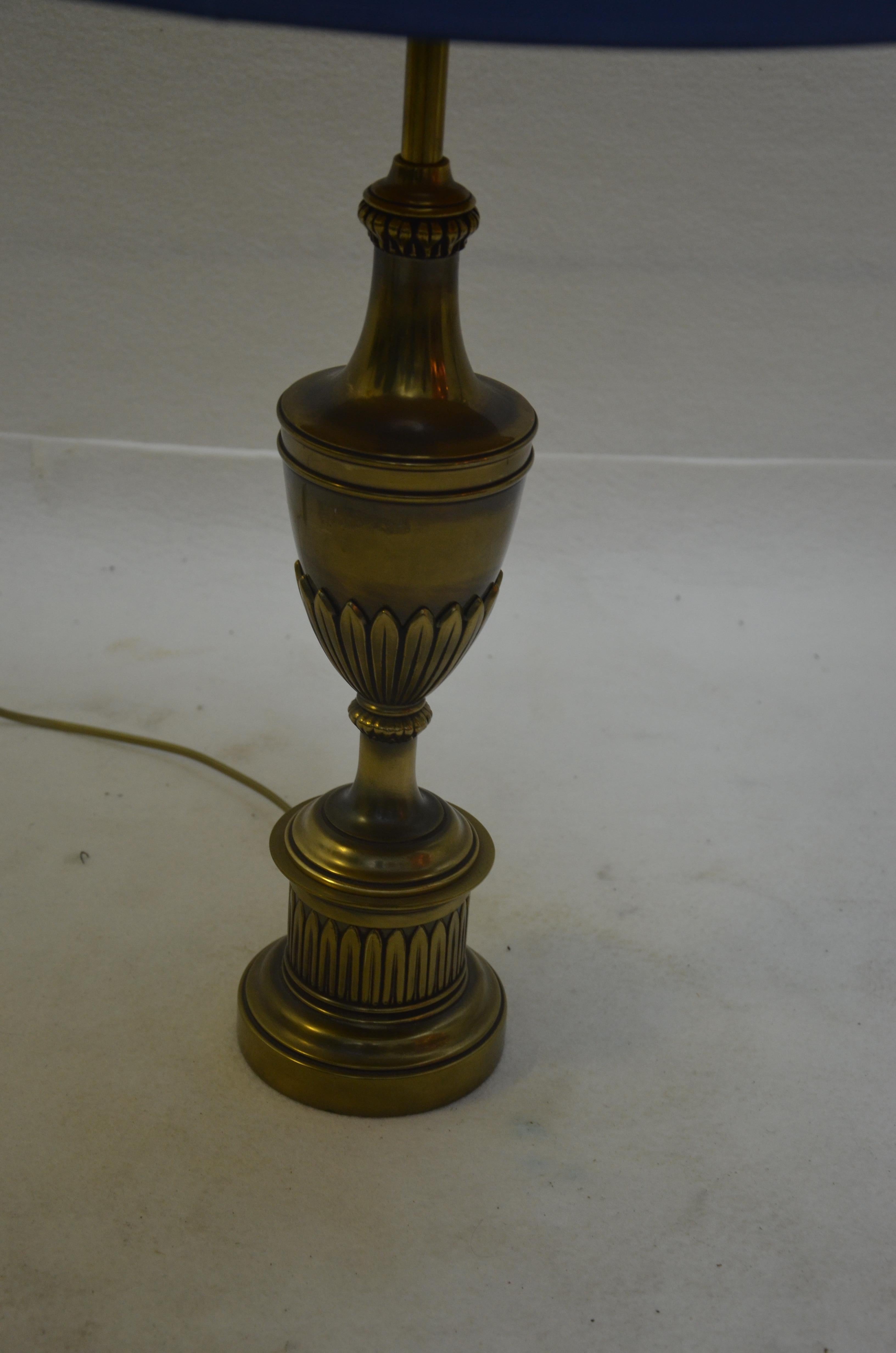 American Pair of Brass Neoclassical Style Stiffel Table Lamps with Shades