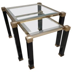 Pair of Brass Nesting Tables by Pierre Vandel, 1980s, 1 Set of 2 Pair of Brass Nesting Tables by Pierre Vandel, 1980s, 1 Set of 2