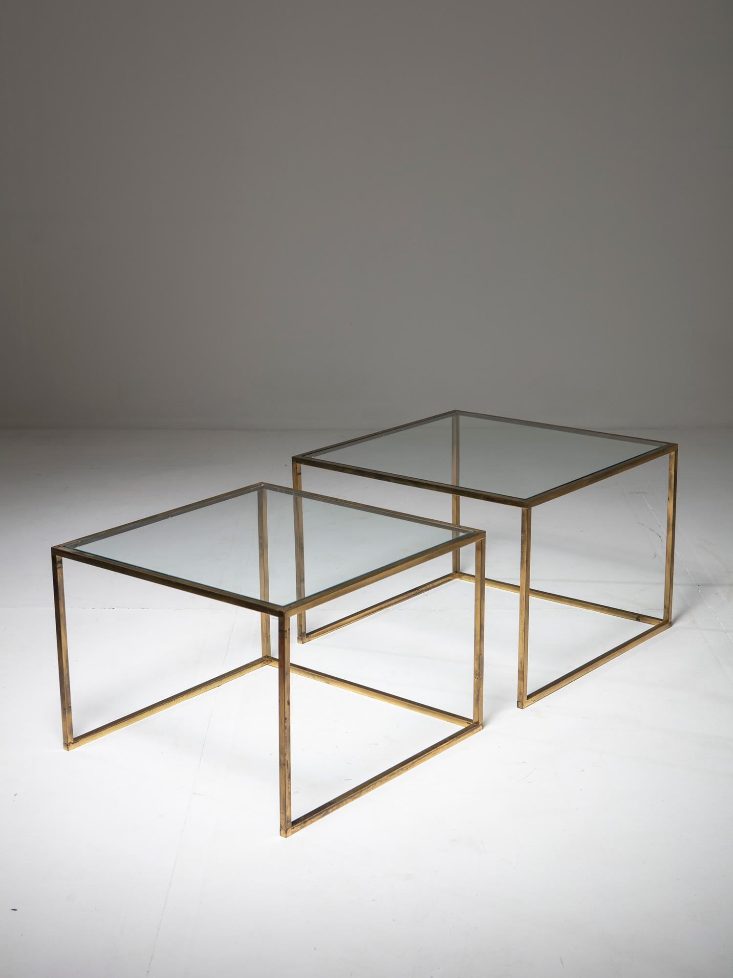 Pair of Brass Nesting Tables In Good Condition In Milan, IT