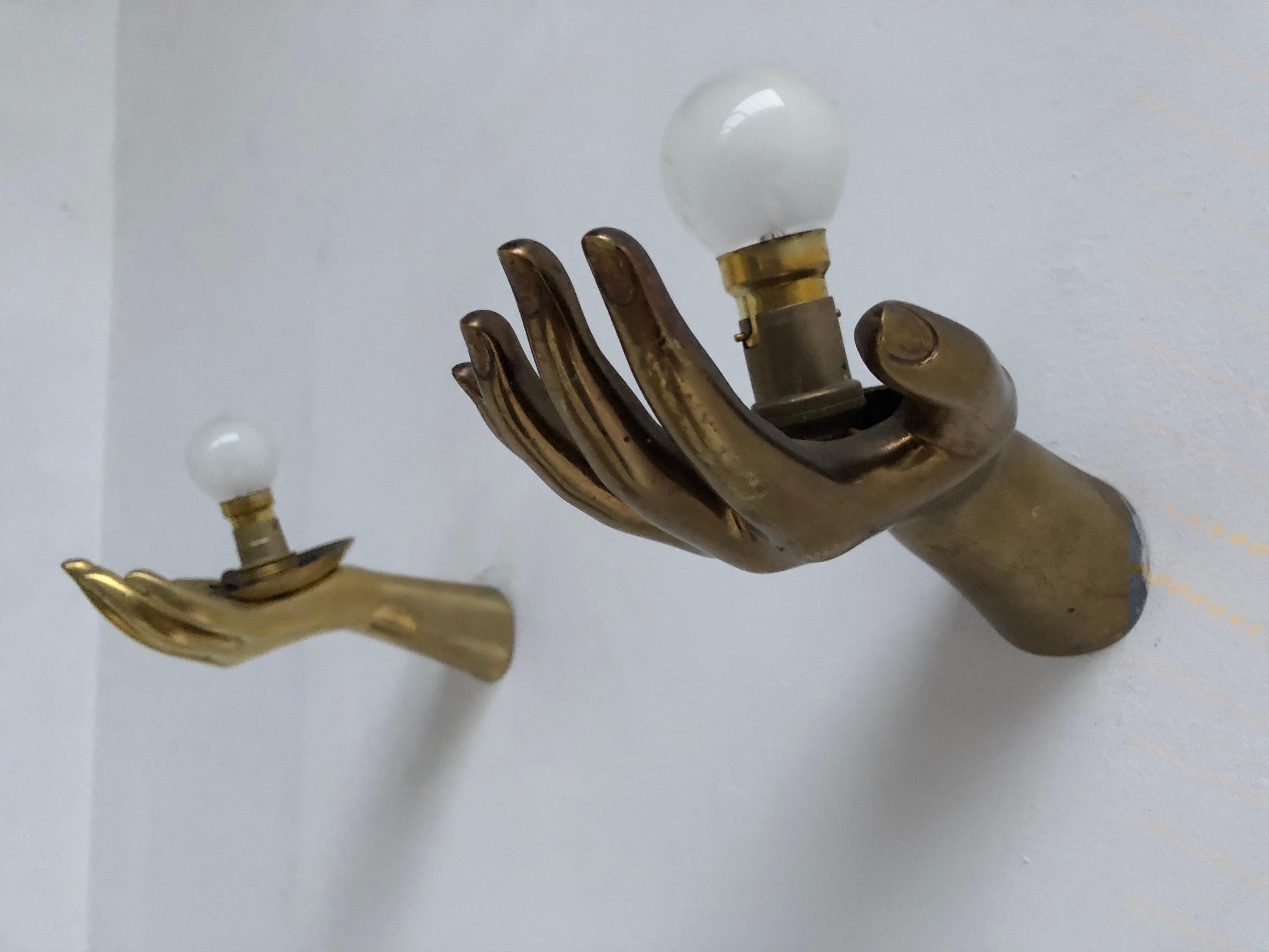 Pair of Brass & Opaline Glass '1436' Hand Appliques, Maison Arlus, 1960 5