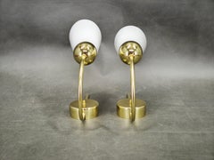 Pair of Brass Opaline Wall Lights by Kamenický Šenov, 1970s