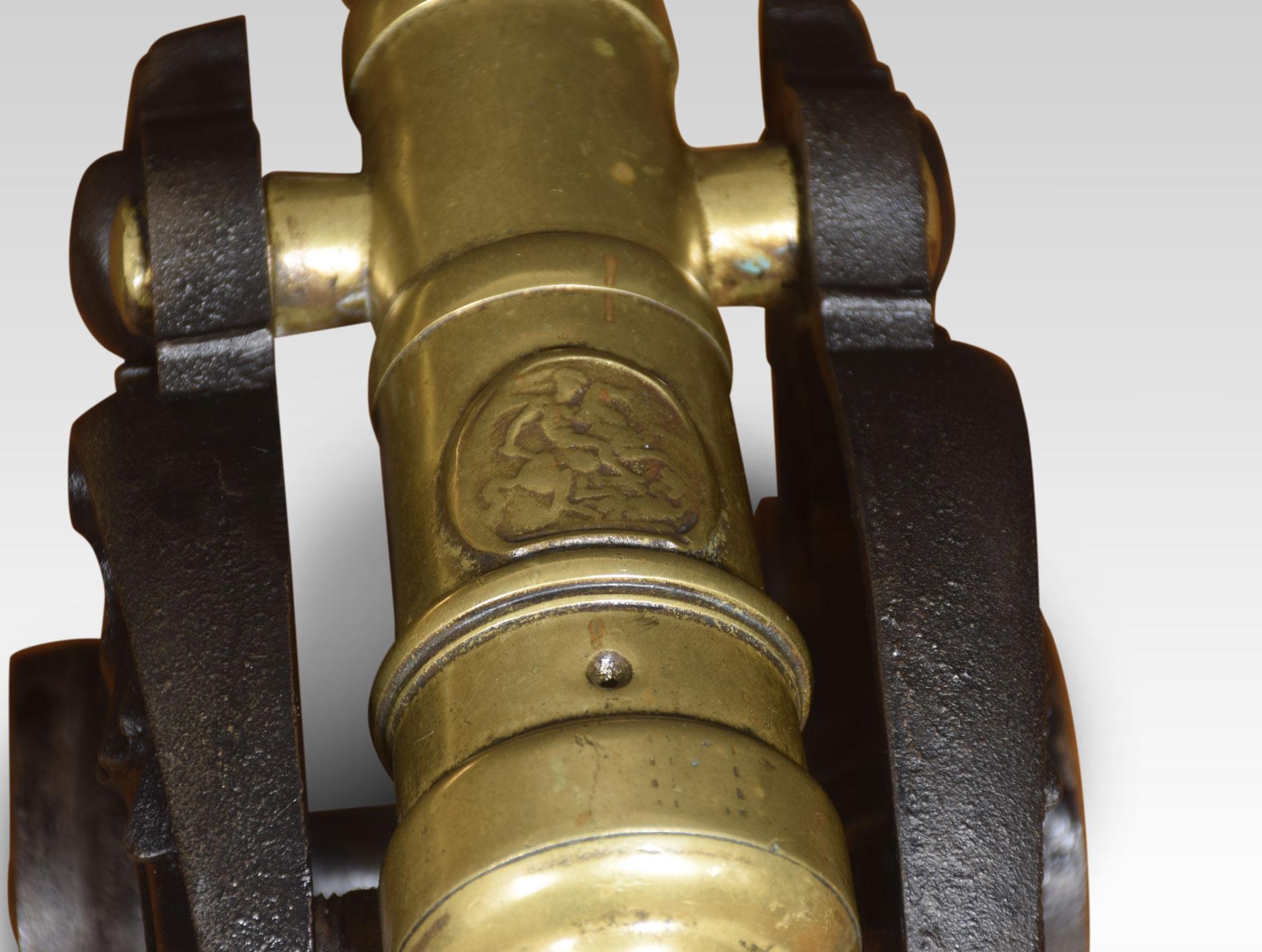 Pair of Brass Ornamental Signal Cannons on Cast Iron Carriages 1