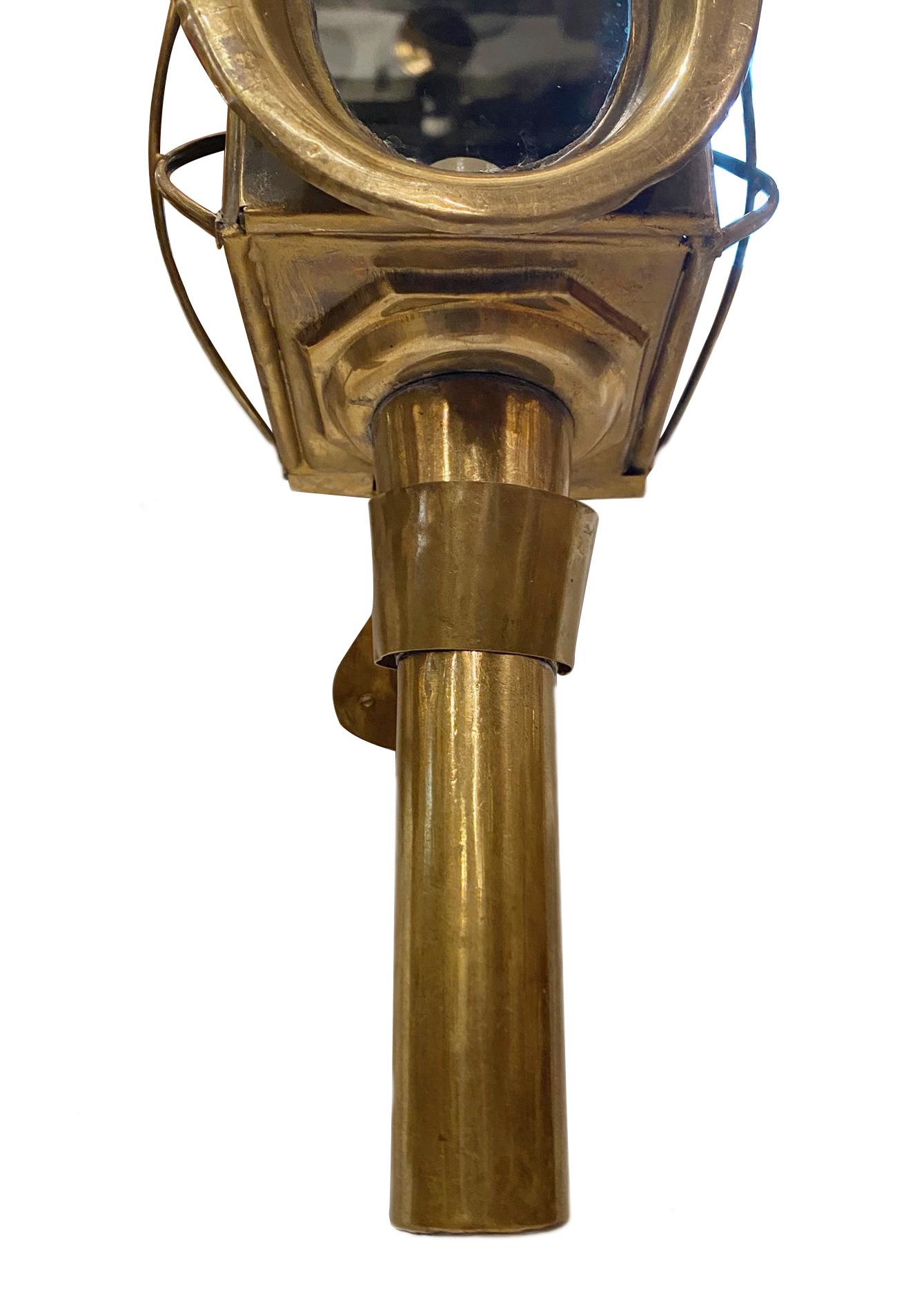 French Pair of Brass Outdoor Wall Sconces