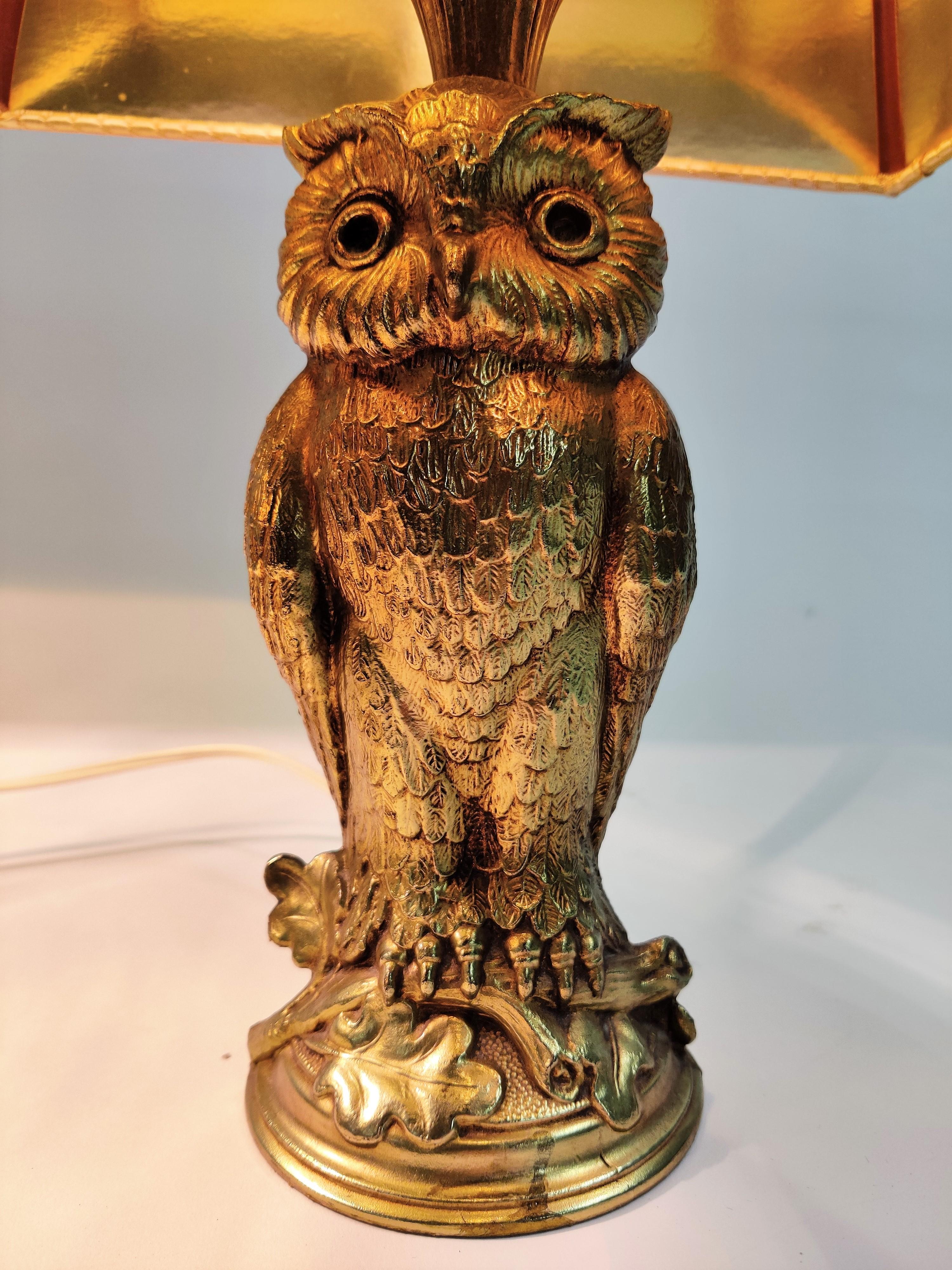 Pair of Brass Owl Lamps by Loevsky & Loevsky, 1960s In Excellent Condition In HEVERLEE, BE