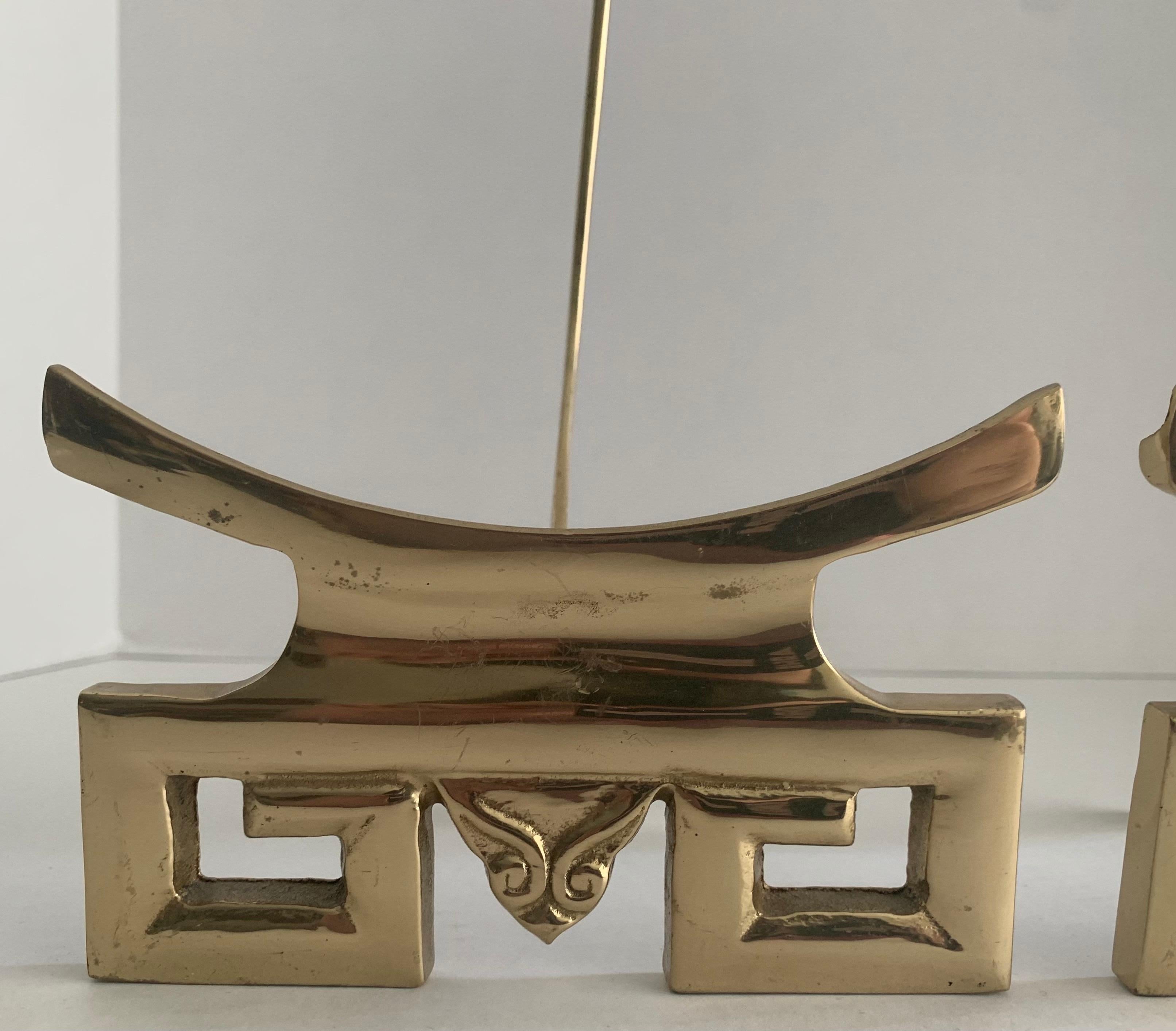 Pair of Brass Pagoda Decorative Plate Stands 1