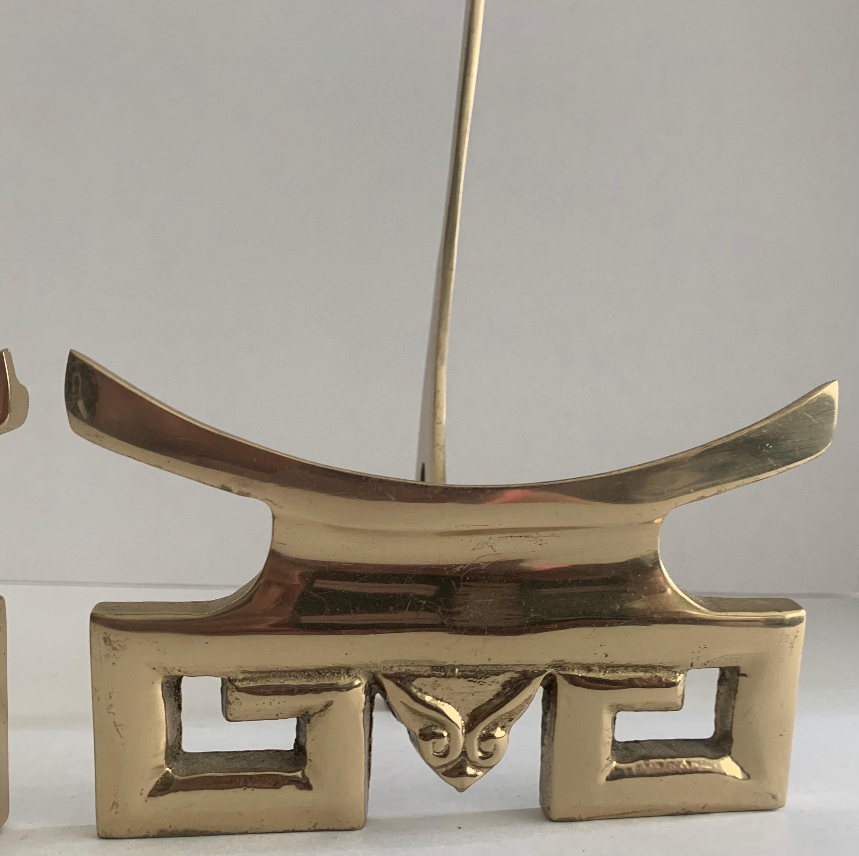 Pair of Brass Pagoda Decorative Plate Stands 2