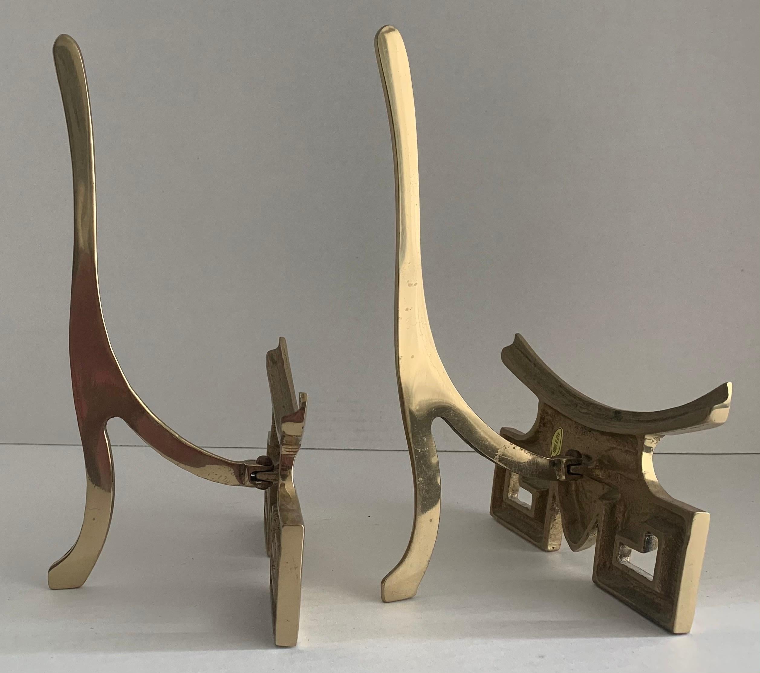 Polished Pair of Brass Pagoda Decorative Plate Stands