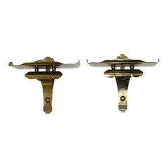 Pair of Brass Pagoda Form Wall Brackets, Style of James Mont