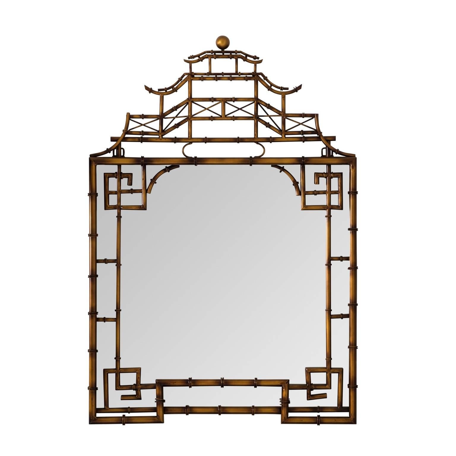 Pair of Brass Pagoda Mirrors