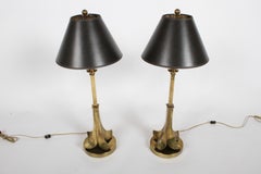 Pair of Brass Palm Leaf Lamps in the Style of Maison Charles, circa 1970s
