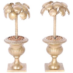 Paar Palmen-Kerzenleuchter aus Messing