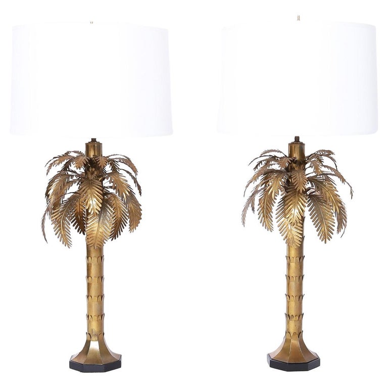Pair of Brass Palm Tree Table Lamps For Sale at 1stDibs