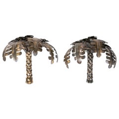 Pair of Brass Palm Trees, Shaped Wall Lights