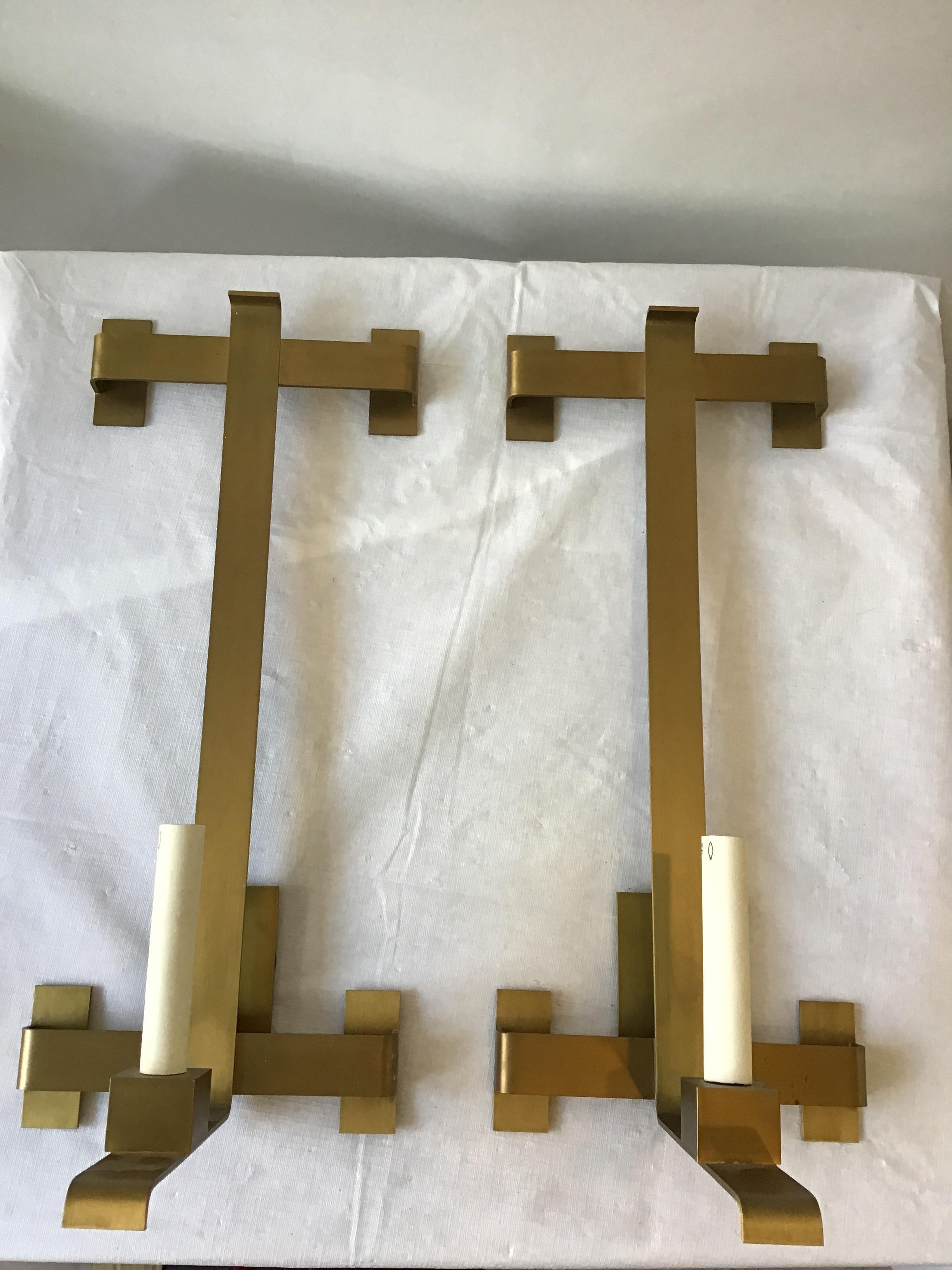 Pair of solid brass Palmer Hargrave sconces.