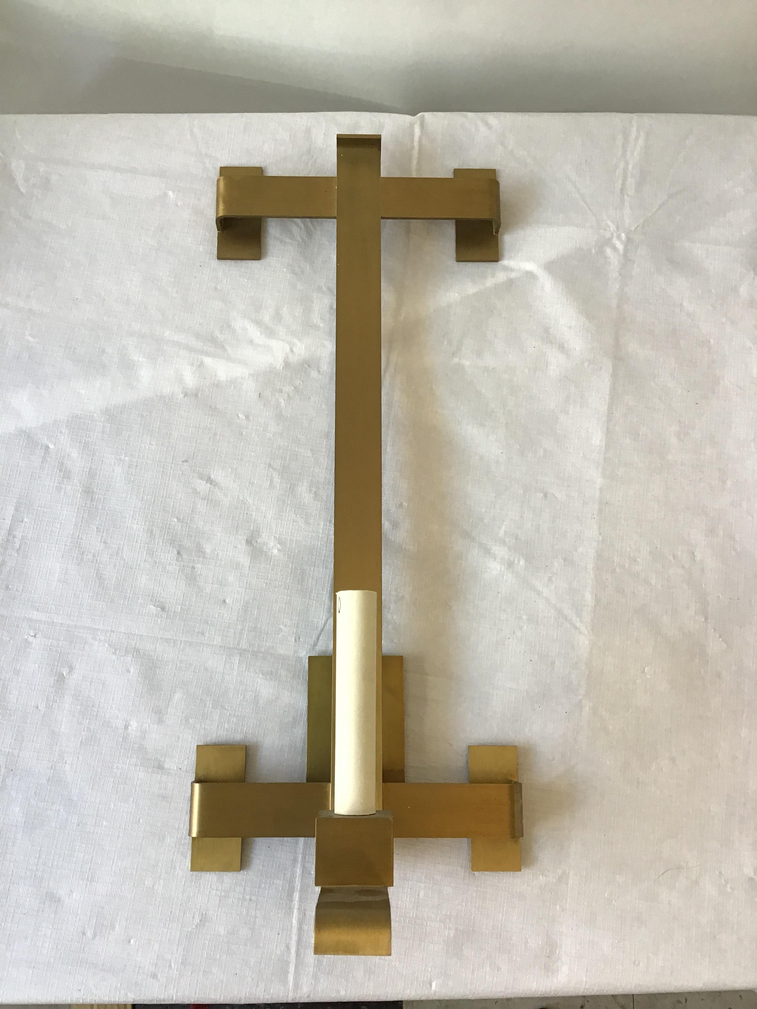 Pair of Brass Palmer Hargrave Sconces In Good Condition For Sale In Tarrytown, NY