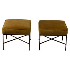 Paire d'ottomans Paul McCobb en mohair
