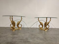 Pair of Brass Peacock Coffee Tables, 1970s